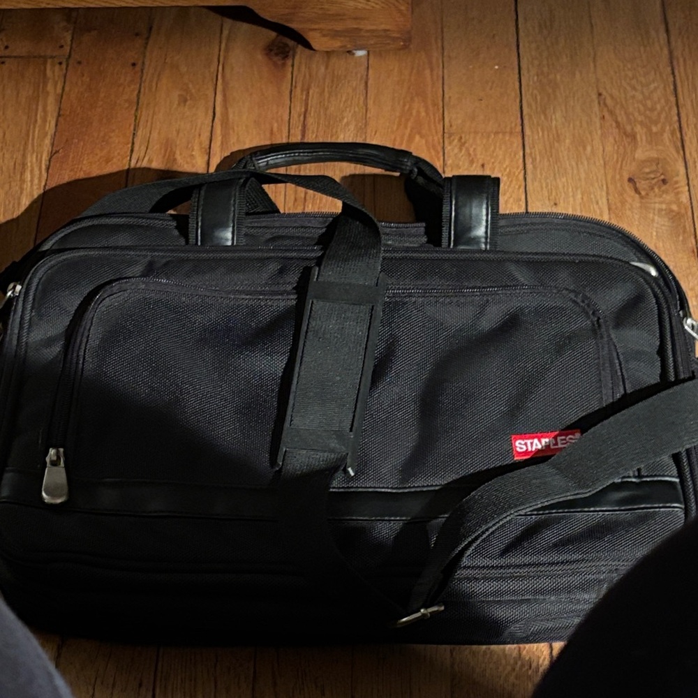 Black Staples large briefcase with many compartments